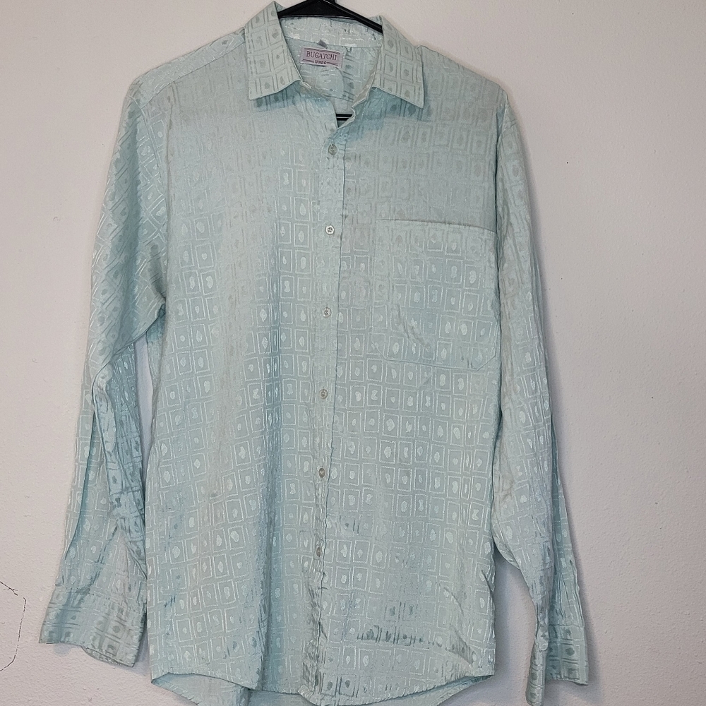 Bugatchi Mens Long-Sleeve Medium 15 1/2 Dress Shirt.